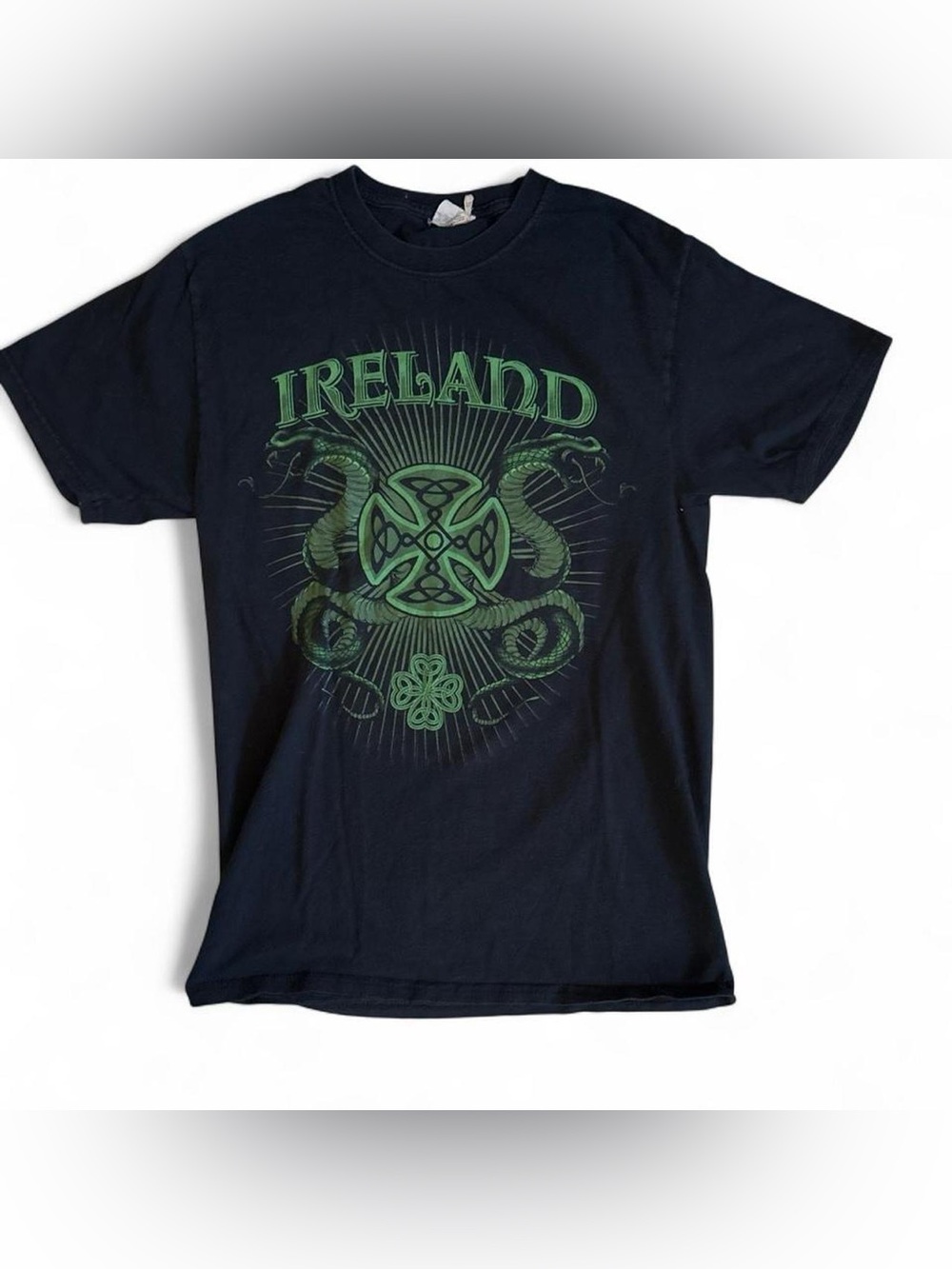Ireland Celtic Cross Snake Graphic T-Shirt | Black Irish Gothic Unisex Tee